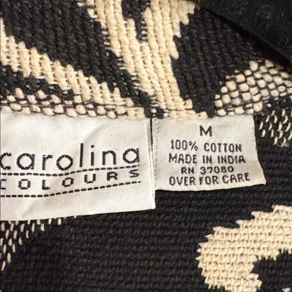 Women's Black and Cream Cotton Tapestry Vintage 90s Y2K Jacket Medium 8/10 - Picture 2 of 14